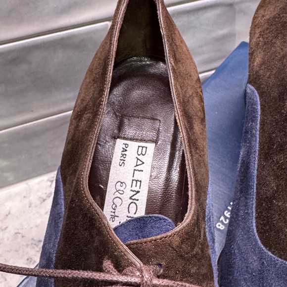 Balenciaga Suede Leather Oxford  Shoes Block Heel | Size 38/ 8 Tri Color - Picture 3 of 13